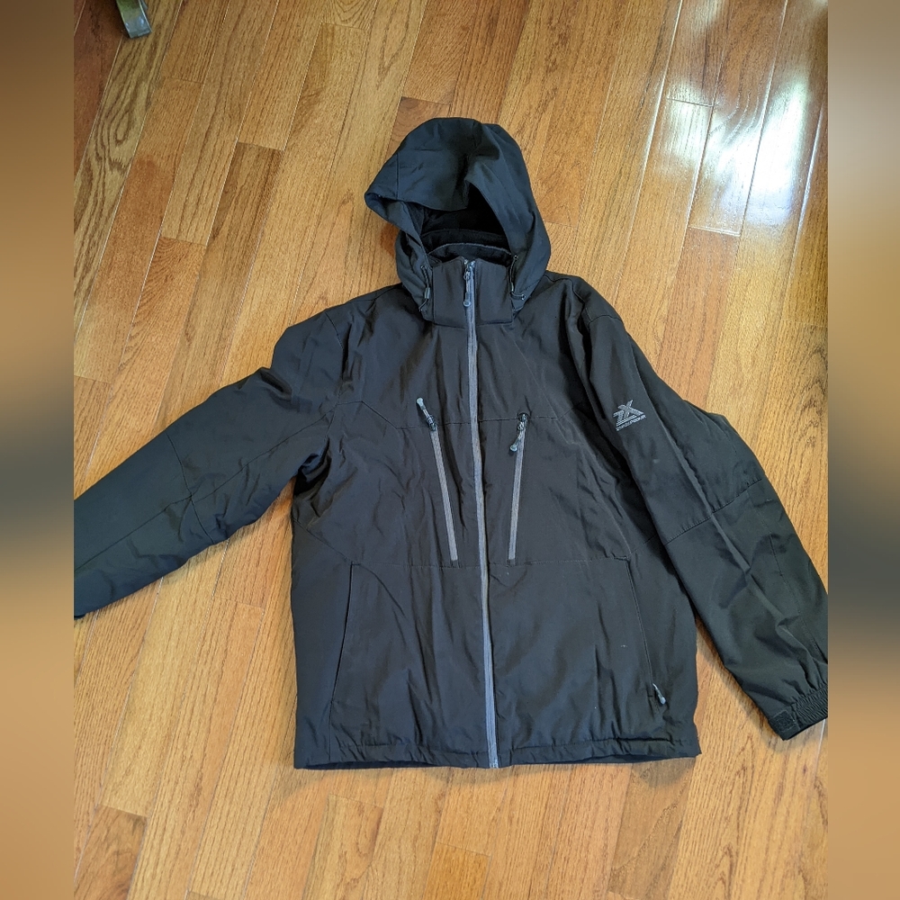 ZeroXposur Black Hooded Thick Rip stop Snowboarding Winter Jacket Men's L